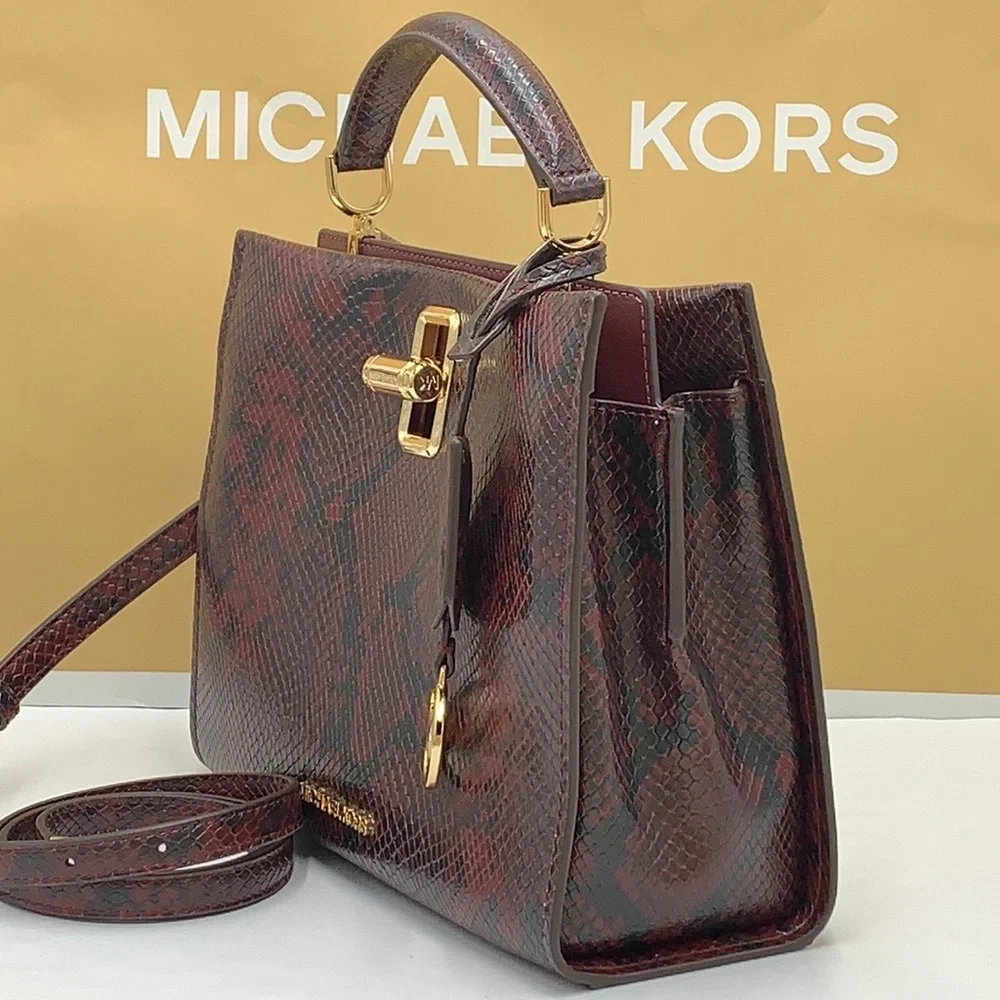 MICHAEL KORS PENELOPE MEDIUM TOP HANDLE SATCHEL MERLOT MULTI COLOR - Picture 4 of 16